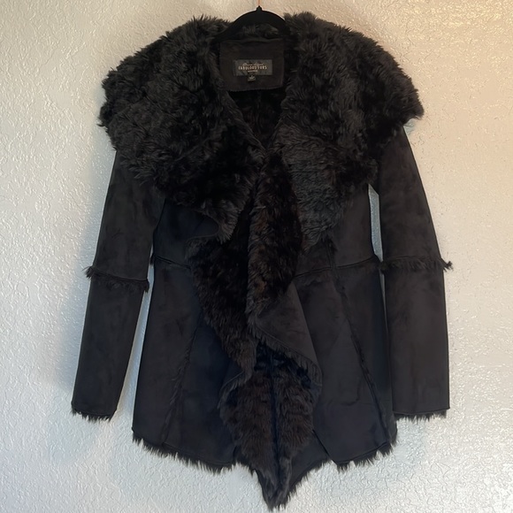 Fabulous Furs Jackets & Blazers - Fabulous Furs Black Faux Shearling Coat